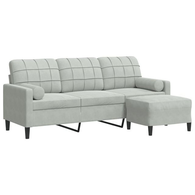 vidaXL Sofa 3-Sitzer-Sofa mit Hocker Hellgrau 180 cm Samt günstig online kaufen