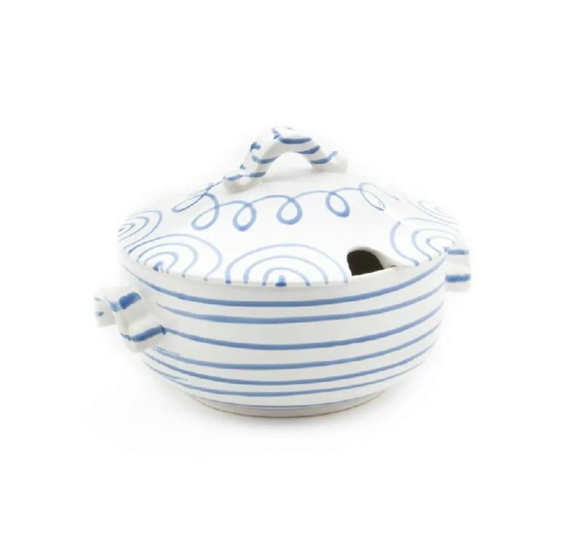 Gmundner Keramik Blaugeflammt Suppentopf glatt 2 L / h: 18 cm günstig online kaufen