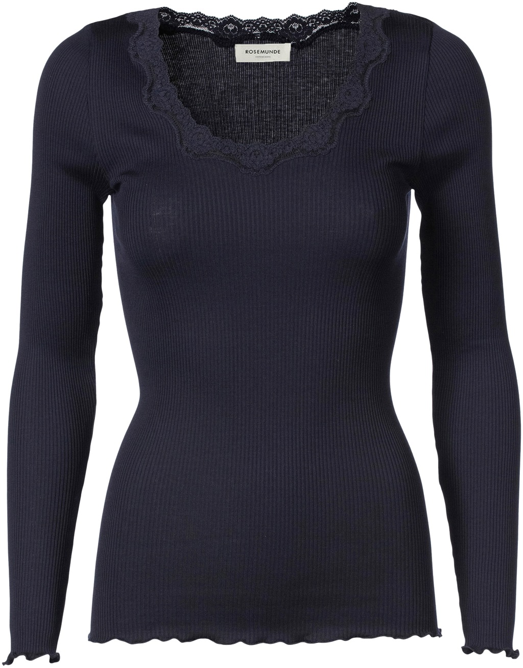 rosemunde Langarmshirt "Babette Silk Blouse", Rundhalsausschnitt mit Spitze günstig online kaufen