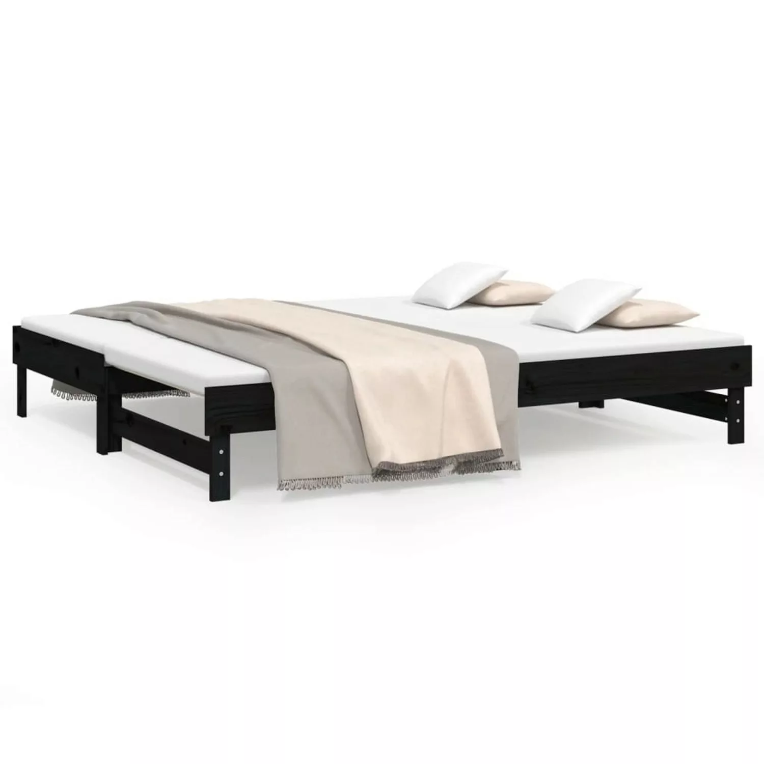 vidaXL Gästebett Gästebett Tagesbett Ausziehbar Schwarz 2x90x200 cm Massivh günstig online kaufen