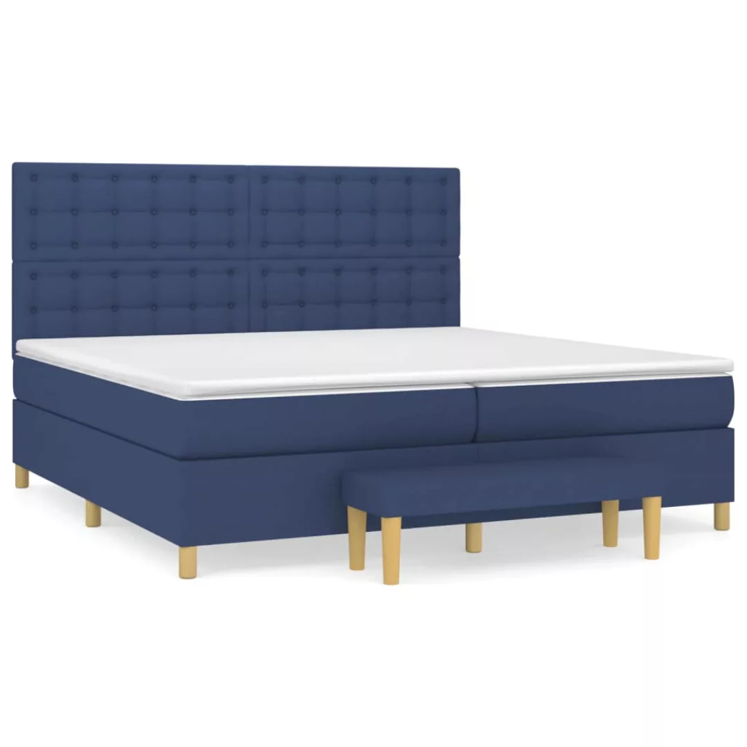 Vidaxl Boxspringbett Mit Matratze Blau 200x200 Cm Stoff günstig online kaufen