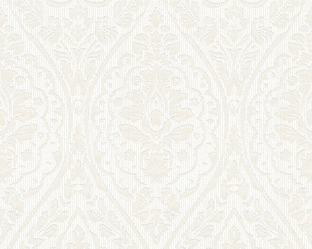 Bricoflor Landhaus Tapete Floral Weiße Vlies Textiltapete mit Ornament Eleg günstig online kaufen