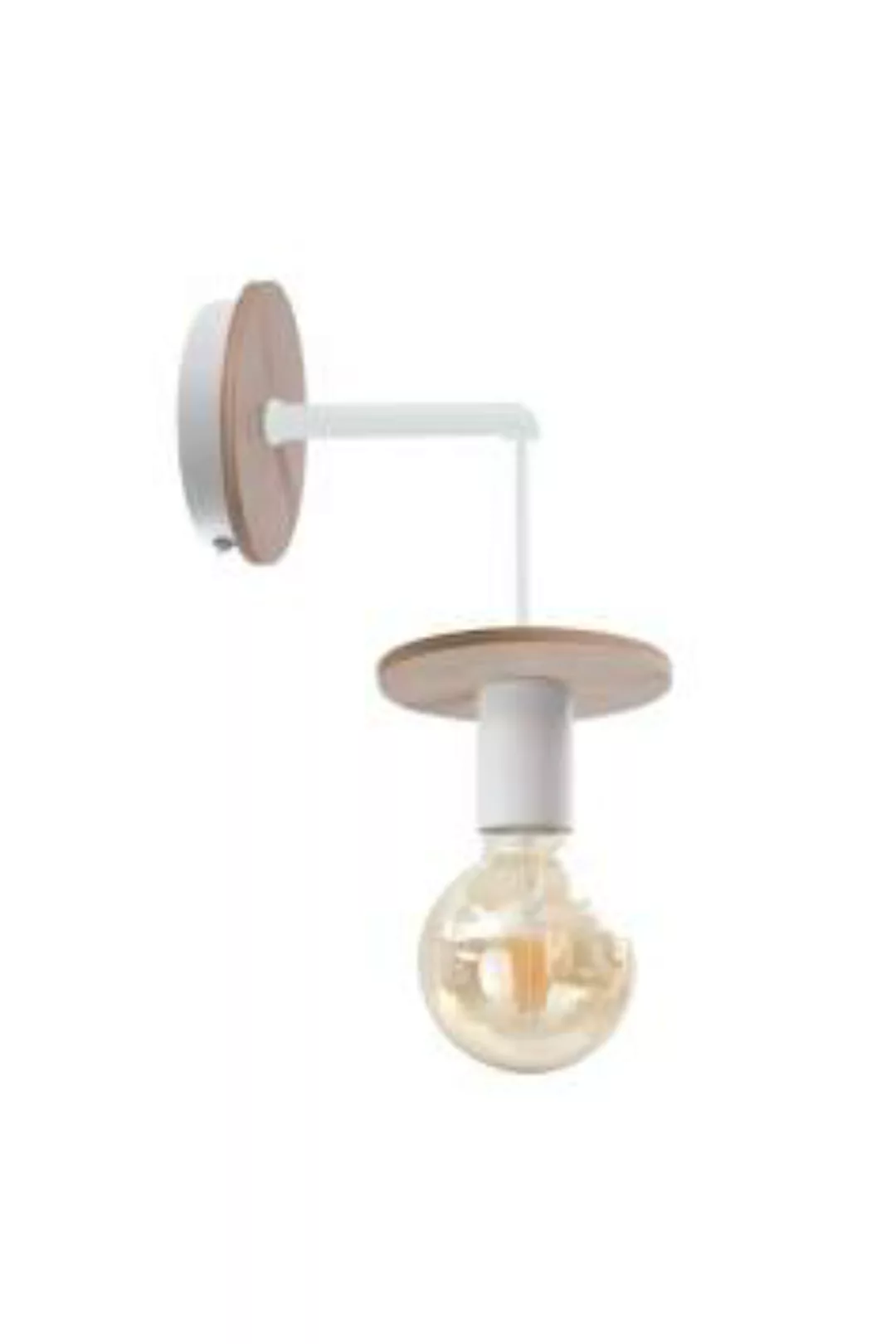 Holz Wandlampe Weiß gemütlich E27 H:30cm Retro günstig online kaufen