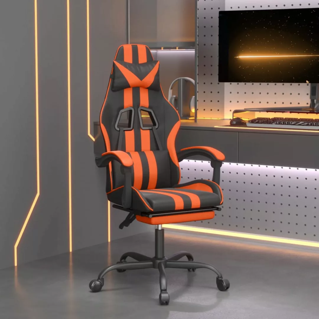 Vidaxl Gaming-stuhl Mit Fußstütze Schwarz Und Orange Kunstleder günstig online kaufen