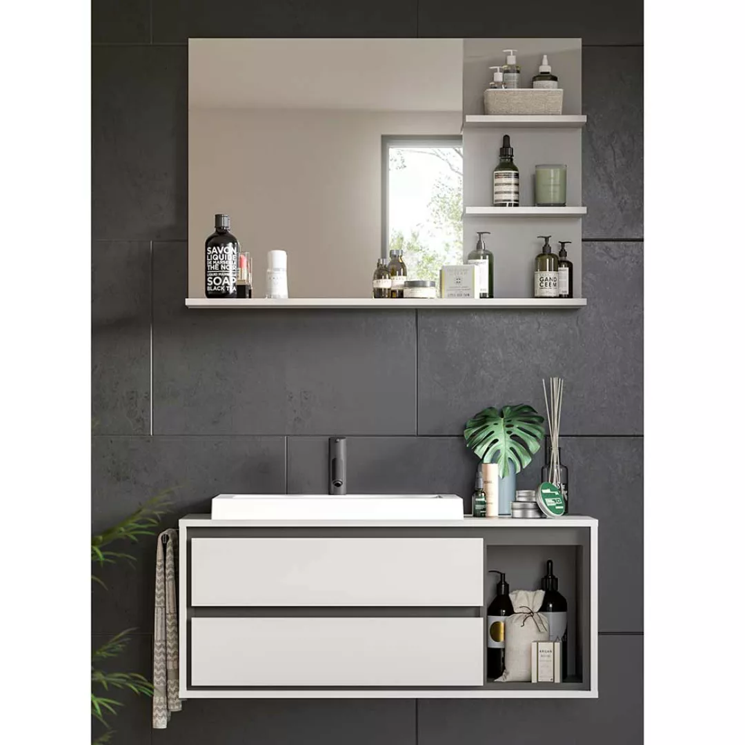 Badmöbel Set mit Handtuchhalter in Grau Schwarz (zweiteilig) günstig online kaufen