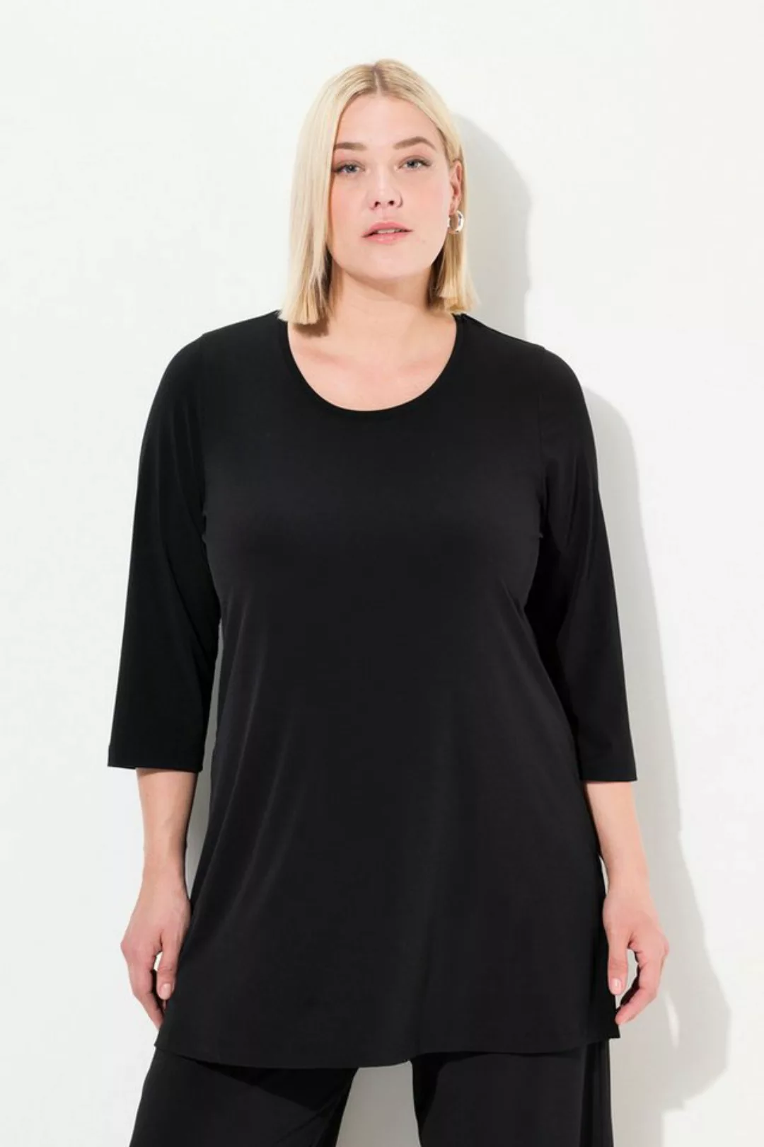 Ulla Popken Longshirt Longshirt A-Linie Rundhalsausschnitt günstig online kaufen