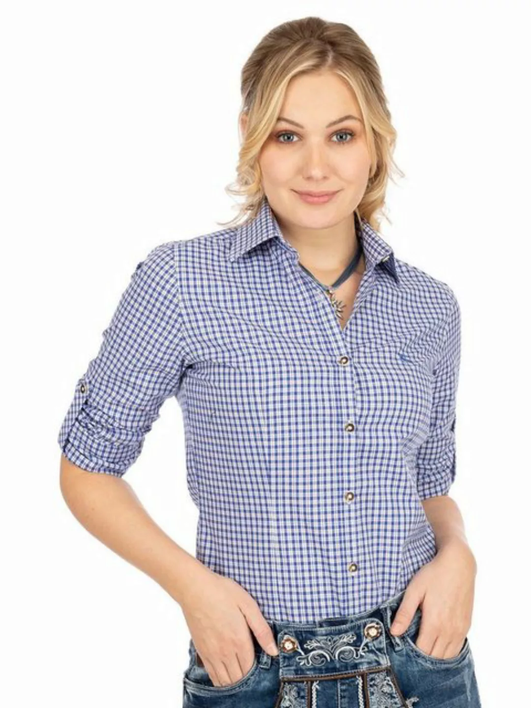 OS-Trachten Trachtenbluse Bluse ANTONELLA kornblau günstig online kaufen