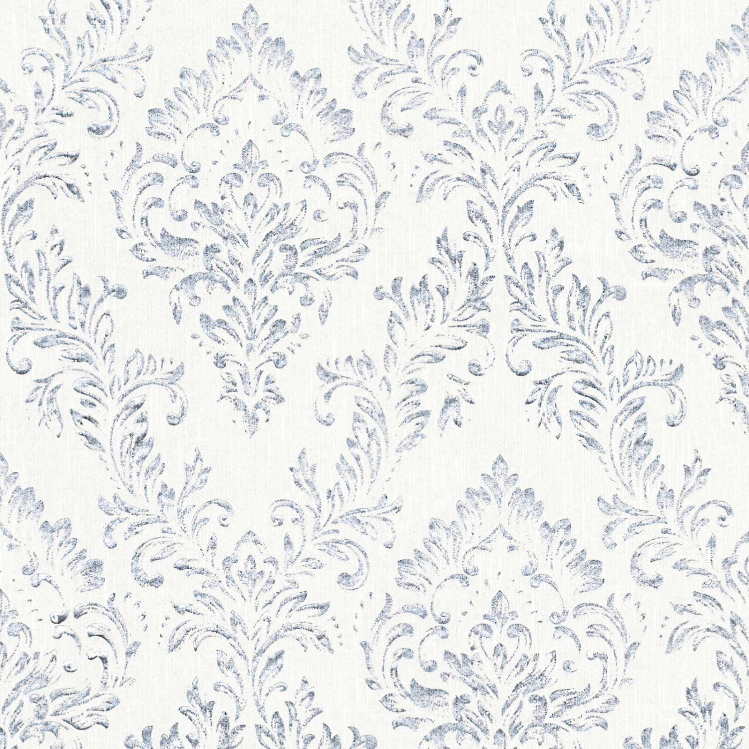 Bricoflor Ornament Tapete Weiß Silber Barock Textiltapete mit Metallic Glit günstig online kaufen