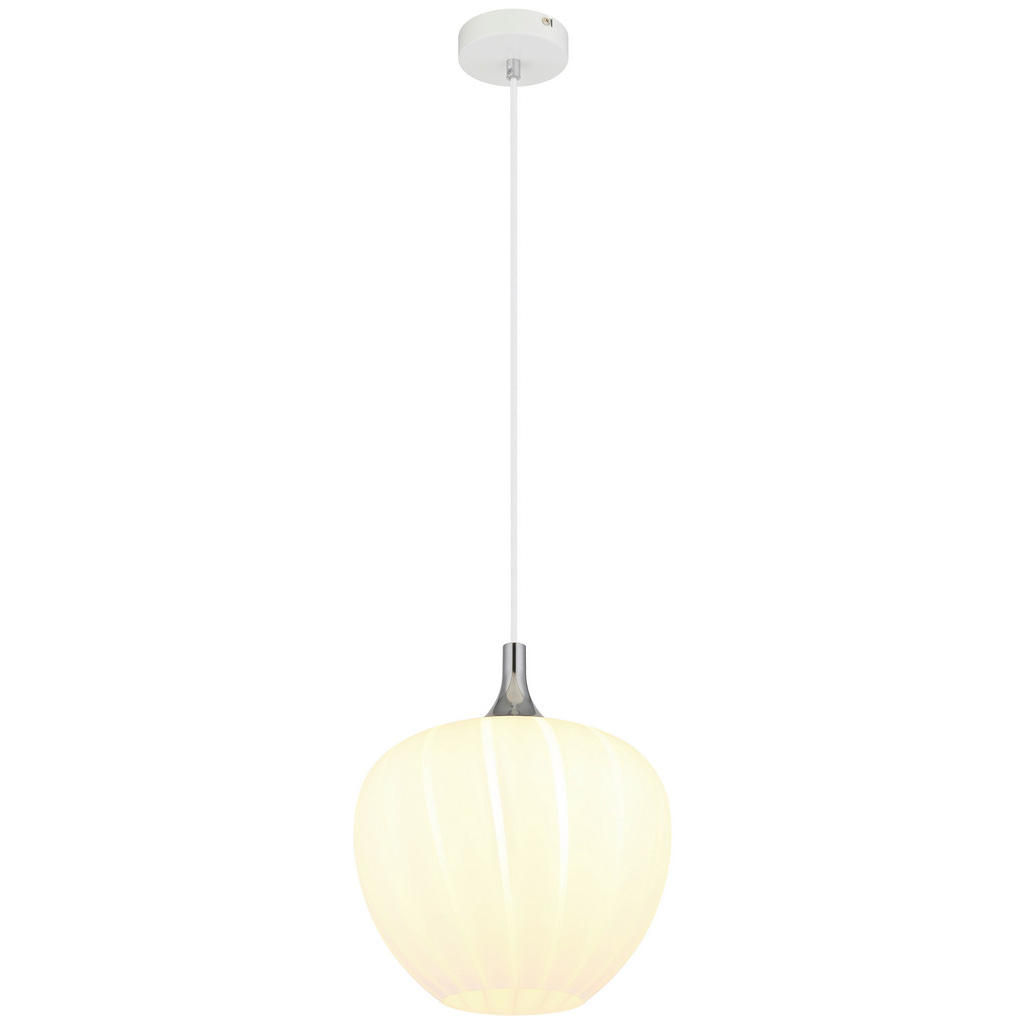 GLOBO Pendelleuchte Opal Chrom weiß Metall Glas H/D: ca. 120x29 cm E27 1 Br günstig online kaufen