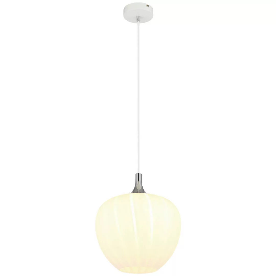 GLOBO Pendelleuchte Opal Chrom weiß Metall Glas H/D: ca. 120x29 cm E27 1 Br günstig online kaufen