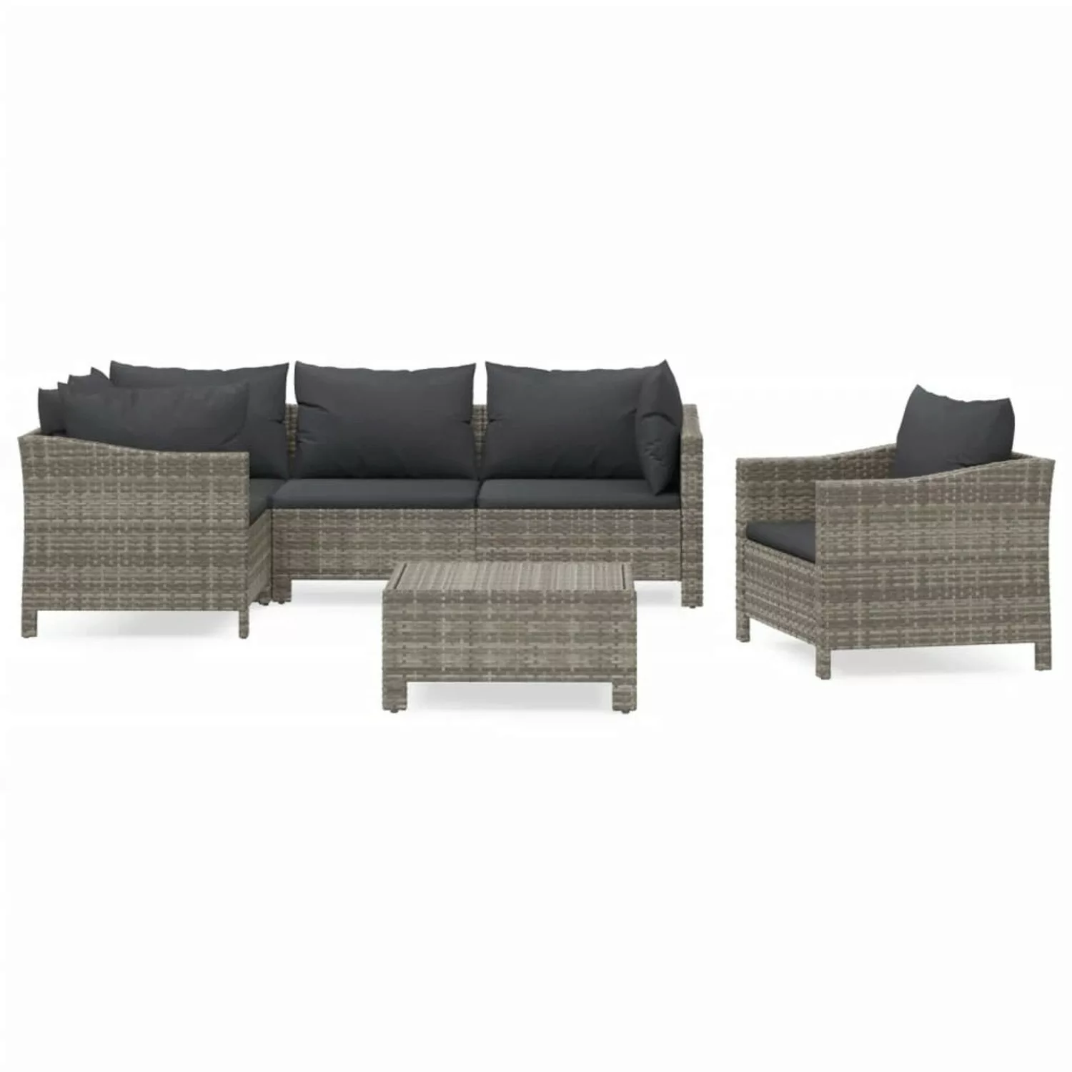 Vidaxl 6-tlg. Garten-lounge-set Mit Kissen Grau Poly Rattan günstig online kaufen