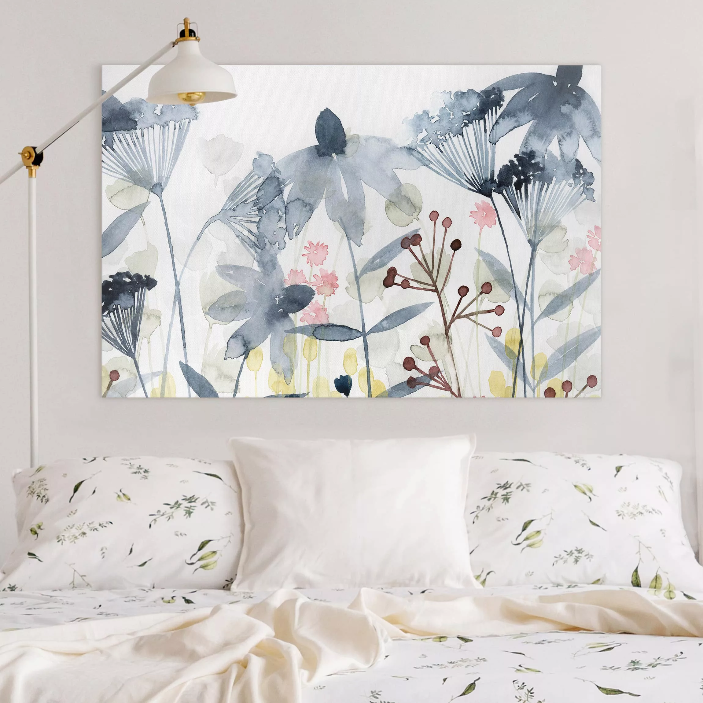 Leinwandbild Blumen - Querformat Wildblumen Aquarell II günstig online kaufen