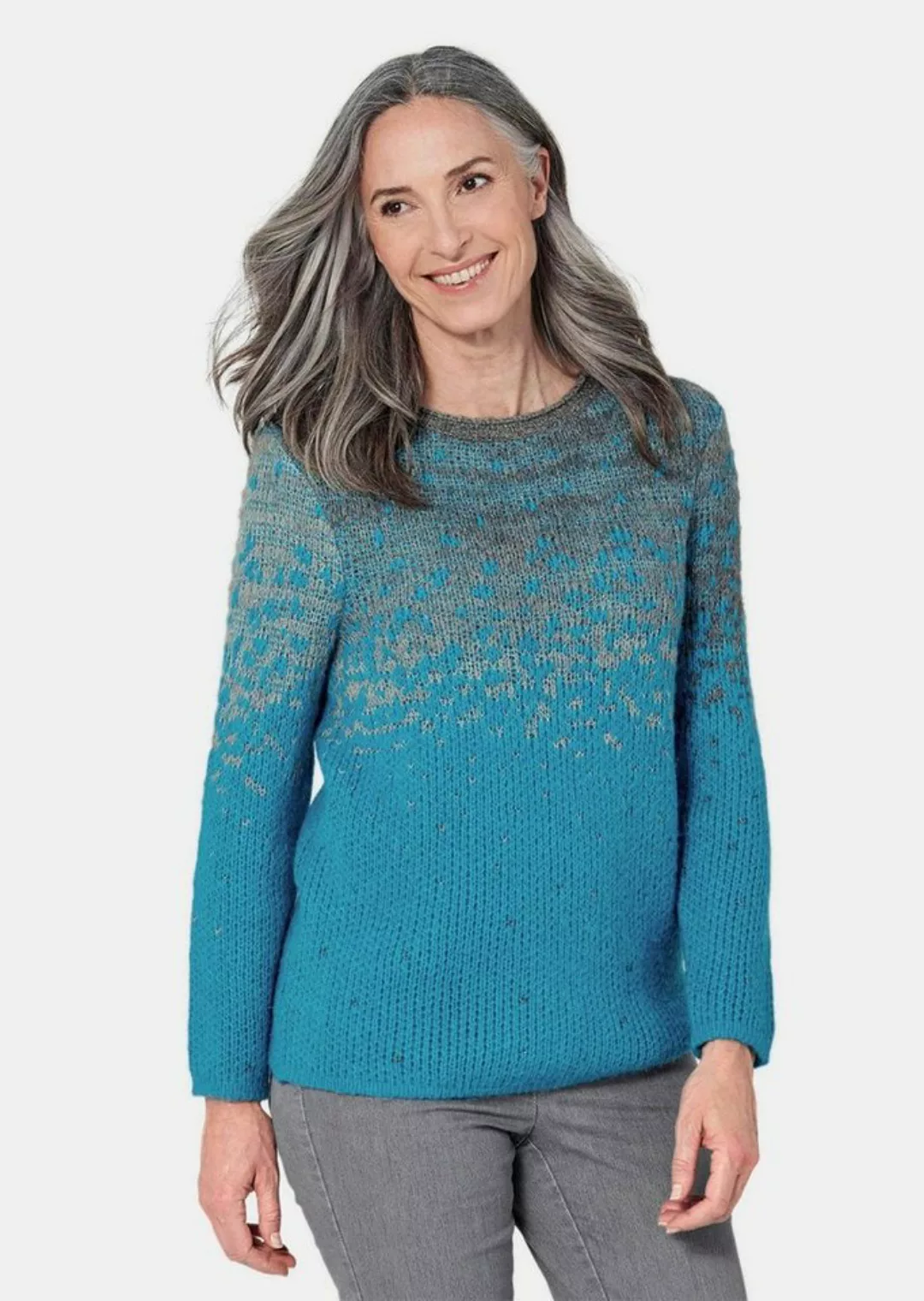 GOLDNER Strickpullover Kurzgröße: Jacquard Strickpullover günstig online kaufen