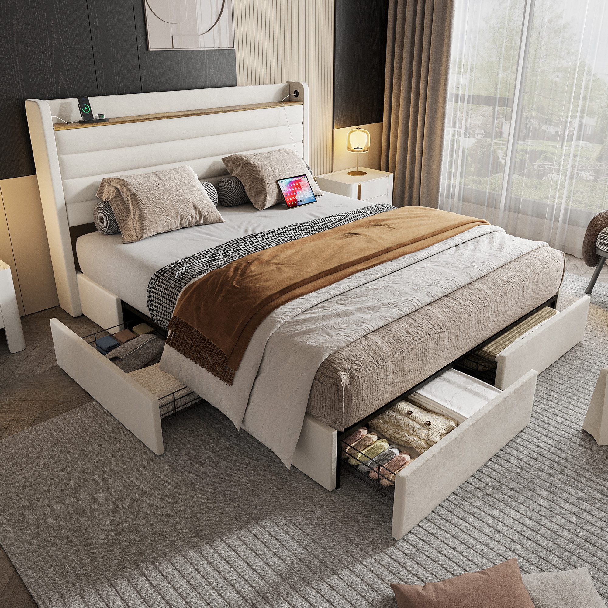 STILVORA Polsterbett Doppelbett 160x200 mit Stauraum günstig online kaufen
