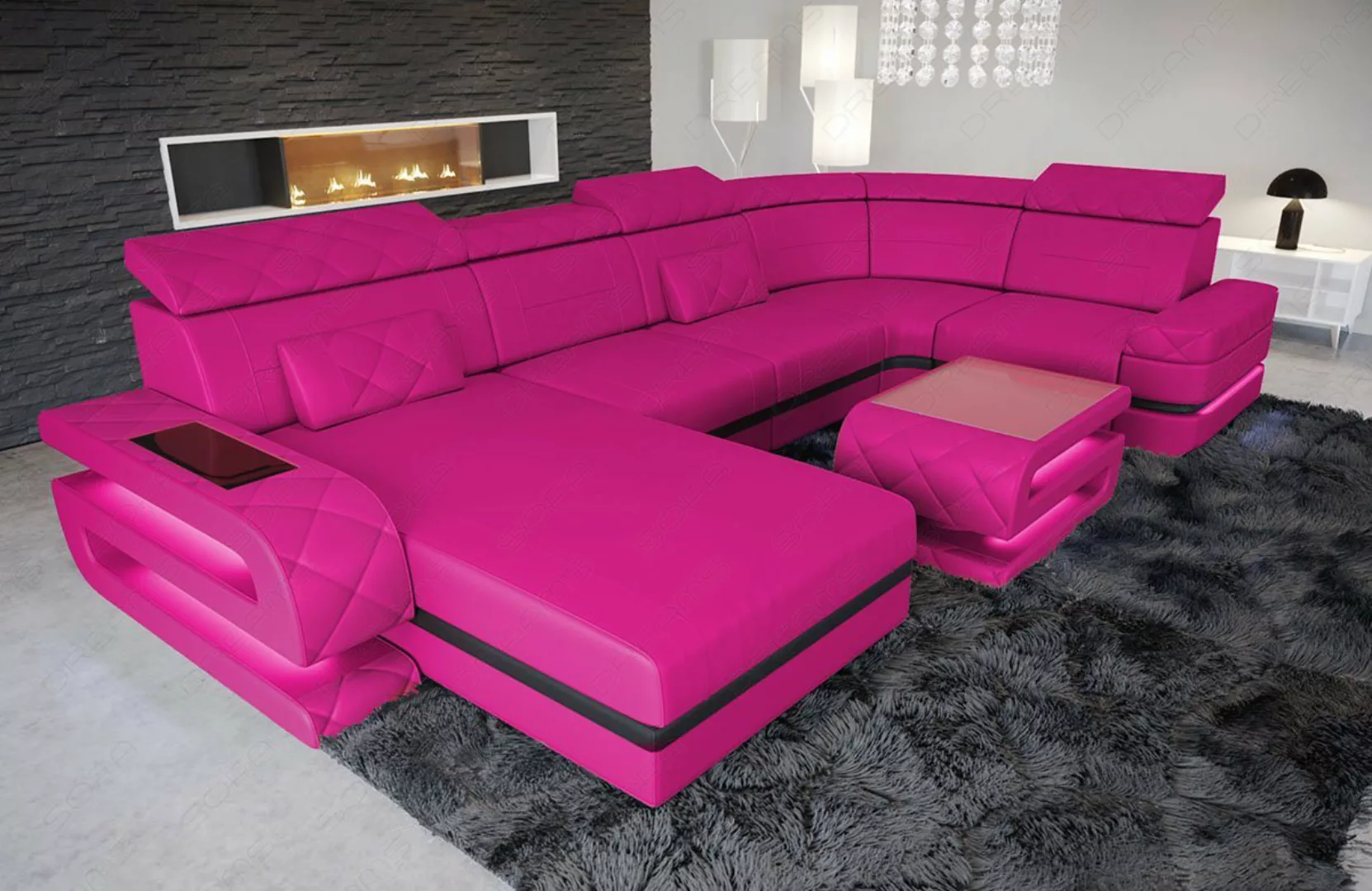 Sofa Dreams Wohnlandschaft Sofa Leder Bologna U Form Ledersofa, Couch, mit günstig online kaufen