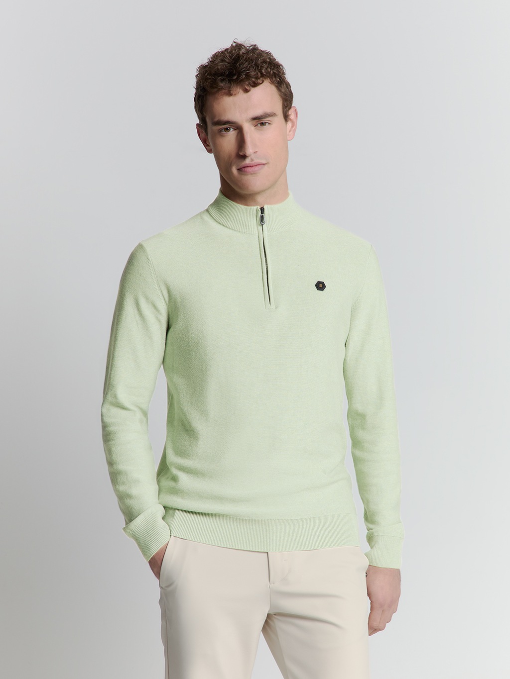 NO EXCESS Rundhalspullover "No Excess Halber Reißverschluss Pullover" günstig online kaufen