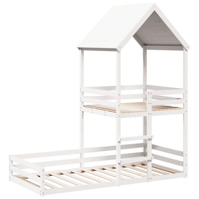 vidaXL Bett Etagenbett mit Dach Weiß 80x200 cm Massivholz Kiefer günstig online kaufen