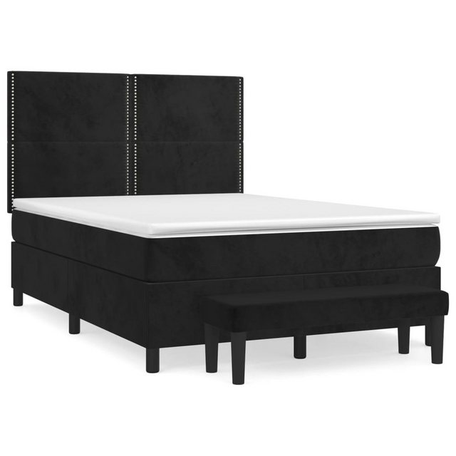 vidaXL Bettgestell Boxspringbett mit Matratze Schwarz 140x200 cm Samt Bett günstig online kaufen