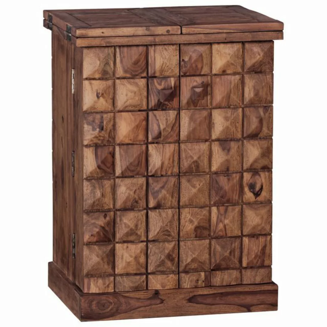 Wohnling Barschrank Hausbar Sheesham Massivholz 65x91x50 cm Weinbar ausklap günstig online kaufen