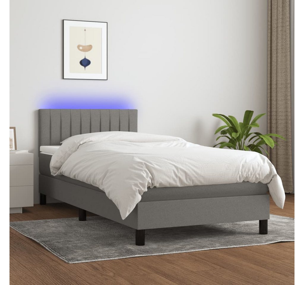 vidaXL Boxspringbett Boxspringbett mit Matratze LED Dunkelgrau 100x200 cm S günstig online kaufen