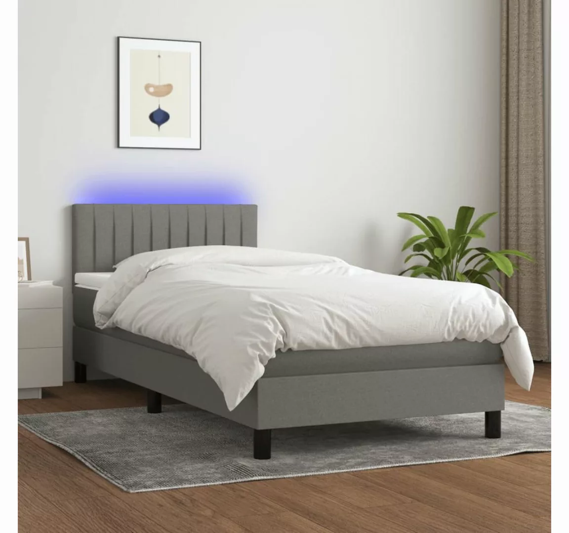 vidaXL Boxspringbett Boxspringbett mit Matratze LED Dunkelgrau 100x200 cm S günstig online kaufen