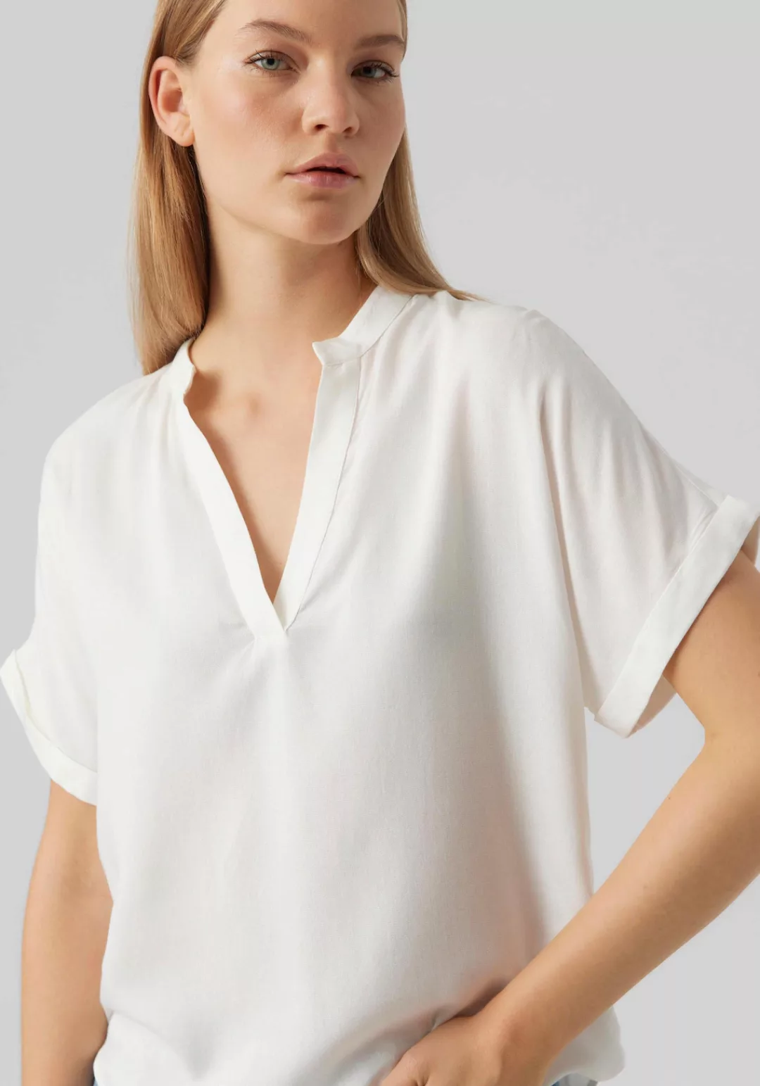 Vero Moda Blusenshirt Top Casual Splitneck Bluse VMBEAUTY SS TOP WVN GA NOO günstig online kaufen