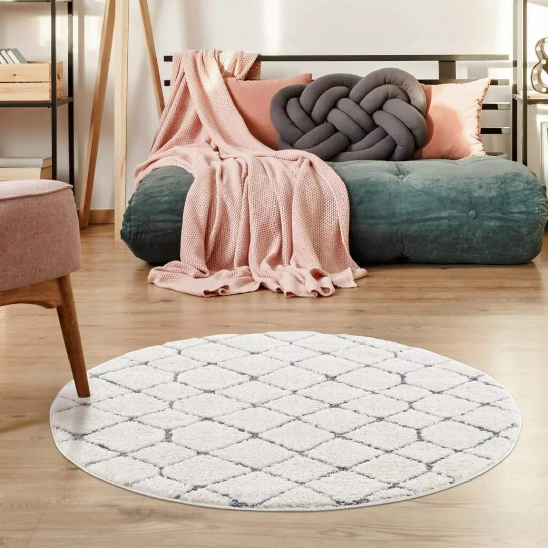 Carpet City Hochflor-Teppich »Focus 4499«, rund, 20 mm Höhe, Boho-Teppich, günstig online kaufen