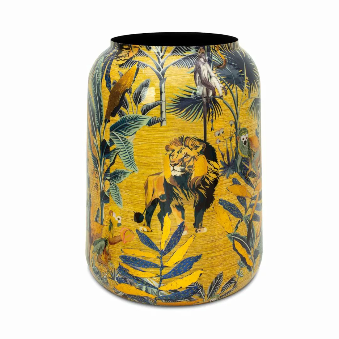 Nomad Lion goldene Vase mit Dschungel-Design Ø 47, Höhe 62 cm günstig online kaufen