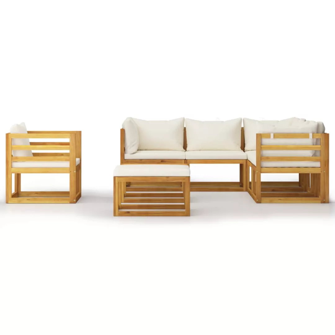 8-tlg. Garten-lounge-set Mit Auflagen Creme Massivholz Akazie günstig online kaufen