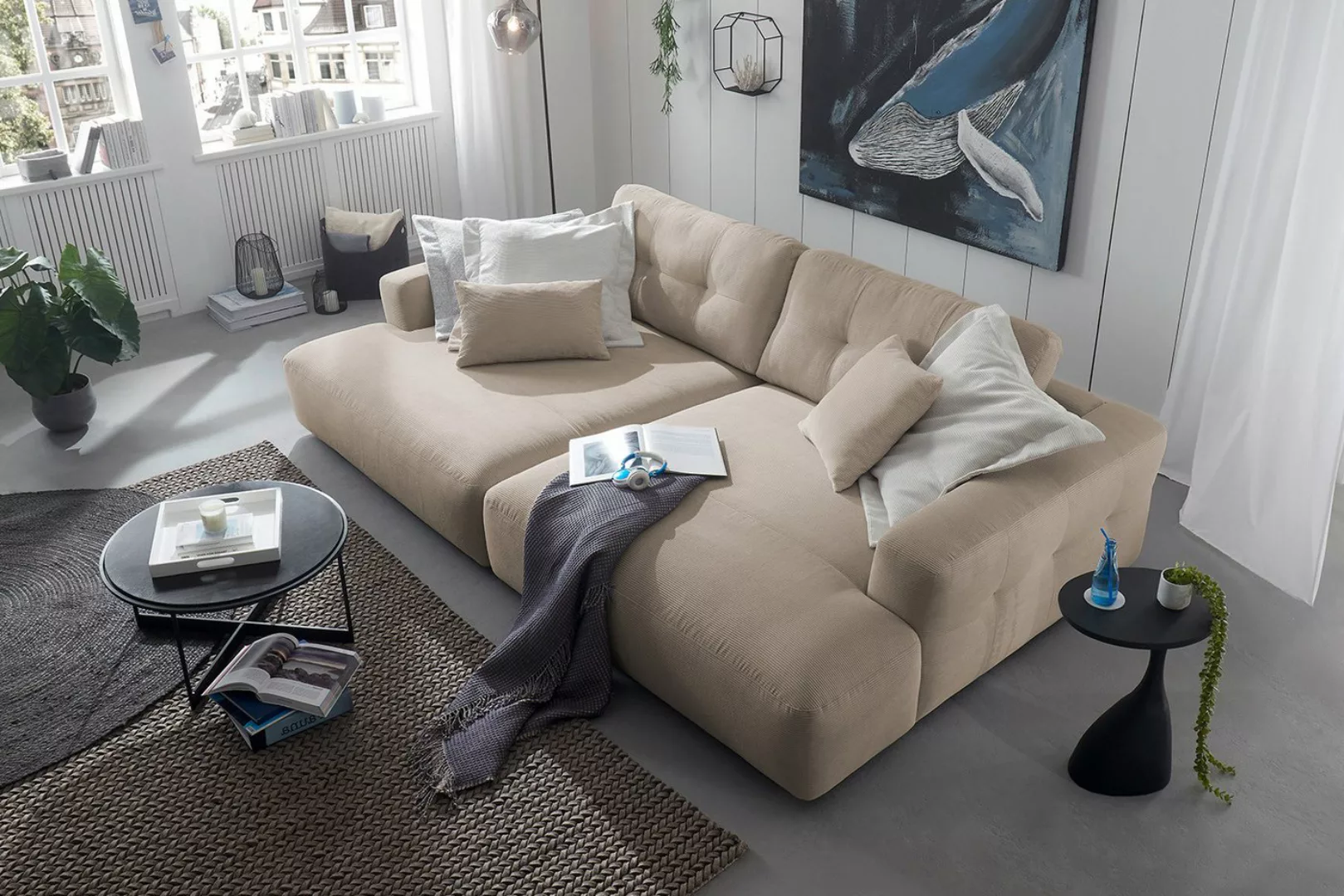 KAWOLA Big-Sofa MIKA, Couch Feincord verschiedene Farben 300x167 cm günstig online kaufen