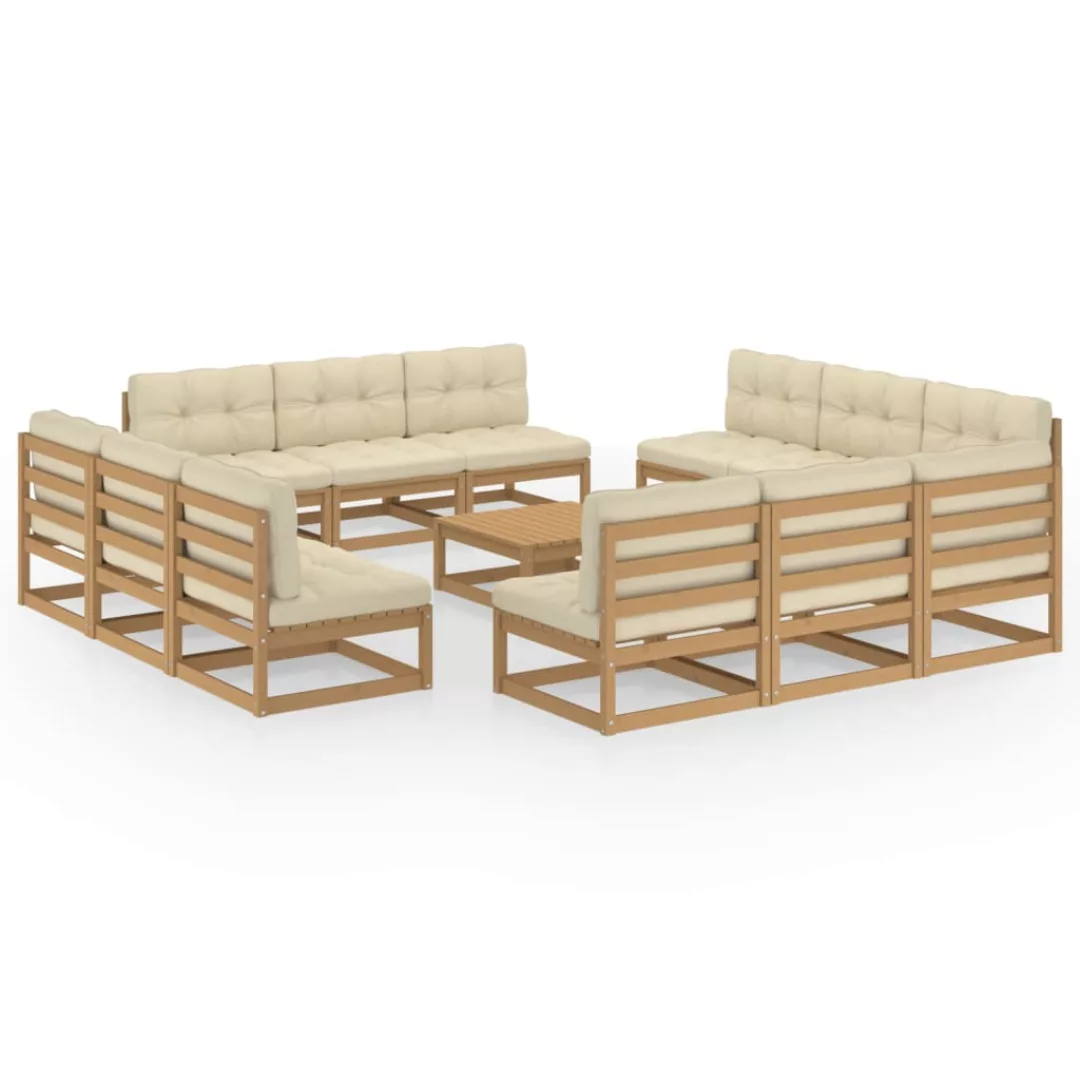 13-tlg. Garten-lounge-set Mit Kissen Kiefer Massivholz günstig online kaufen