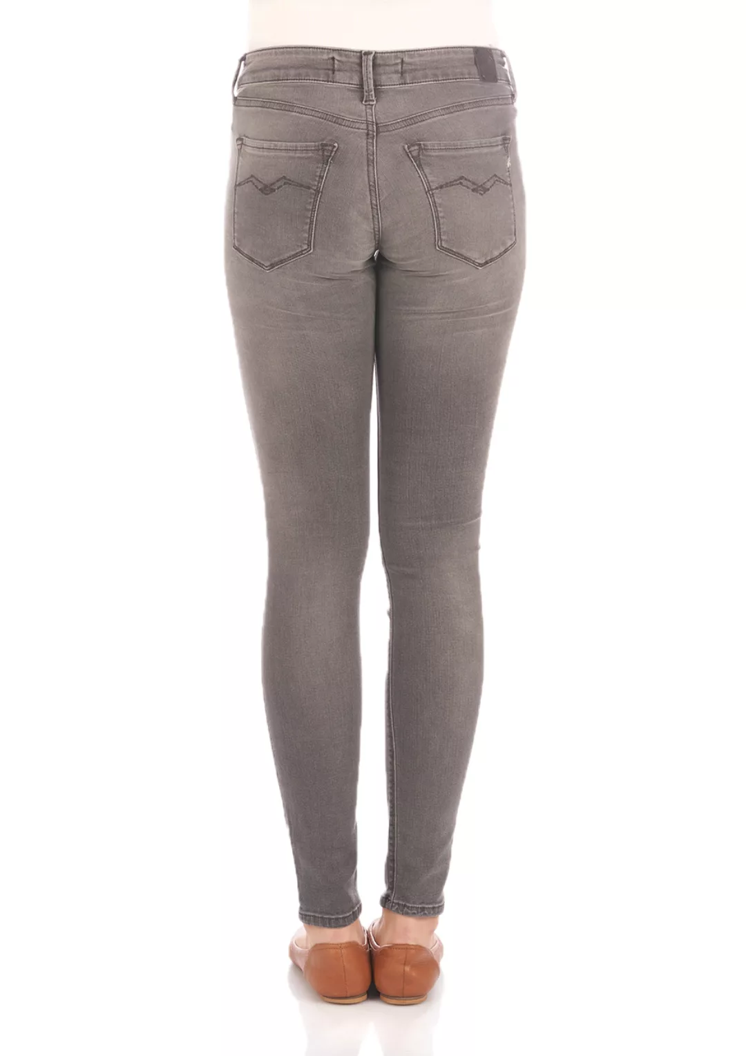 Replay Damen Jeans New Luz - Skinny Fit - Grau - Dark Grey Denim günstig online kaufen