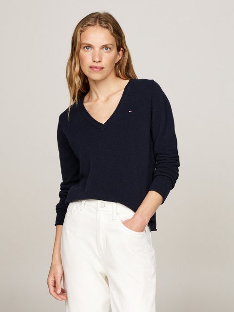 Tommy Hilfiger Strickpullover SOFT WOOL V-NK SWEATER mit V-Ausschnitt aus 1 günstig online kaufen