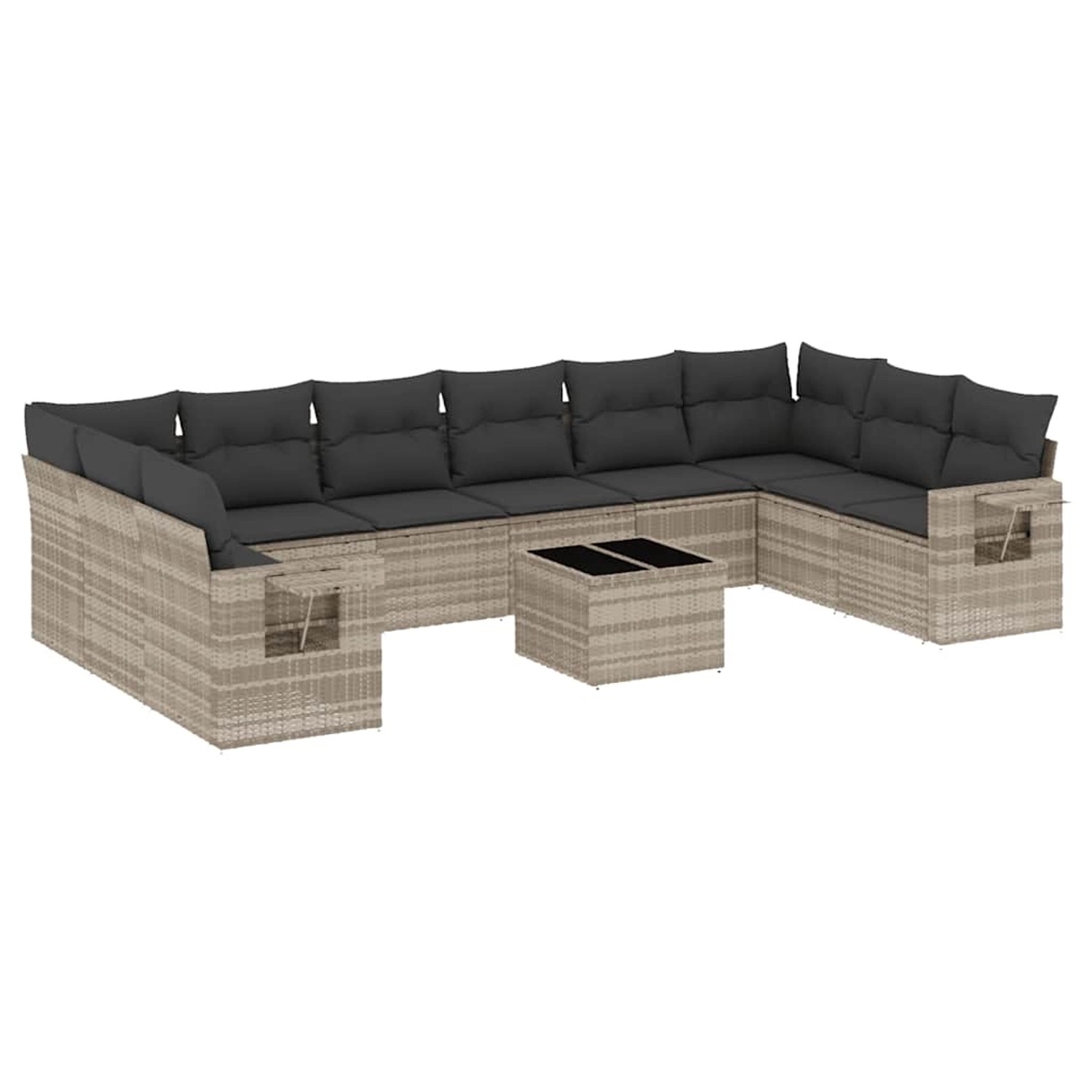 vidaXL 11-Tlg Garten-Sofagarnitur mit Kissen Hellgrau Poly Rattan 3220681 günstig online kaufen