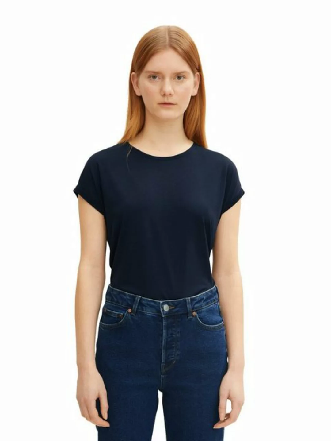 TOM TAILOR T-Shirt Basic T-Shirt Kurzarm Rundhals Top 6293 in Dunkelblau günstig online kaufen