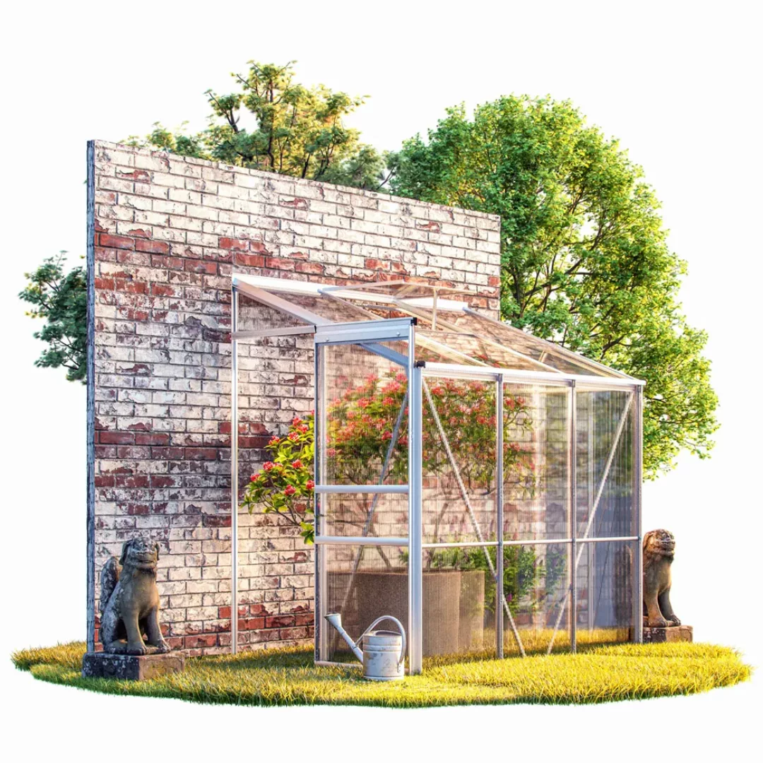Alu Beistellgewächshaus 190x122x202cm mit Fenster günstig online kaufen