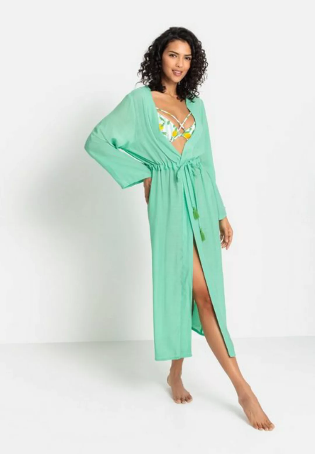 Buffalo Strandkleid im Kimono-Style mit Bindeband, langärmliges Maxikleid, günstig online kaufen