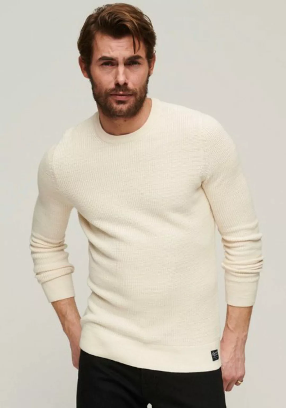 Superdry Strickpullover TEXTURED CREW KNIT JUMPER mit strukturiertem Waffel günstig online kaufen