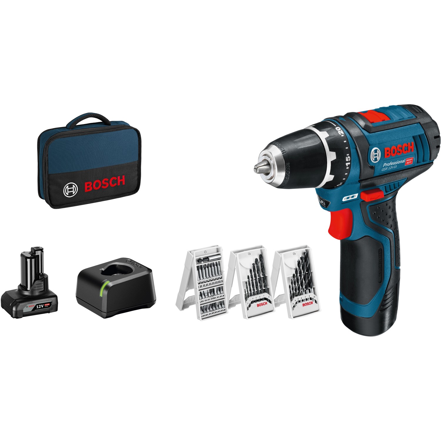 Bosch Professional 12 V Akku-Bohrschrauber GSR 12V-15 inkl. 2 Ah Akkus günstig online kaufen