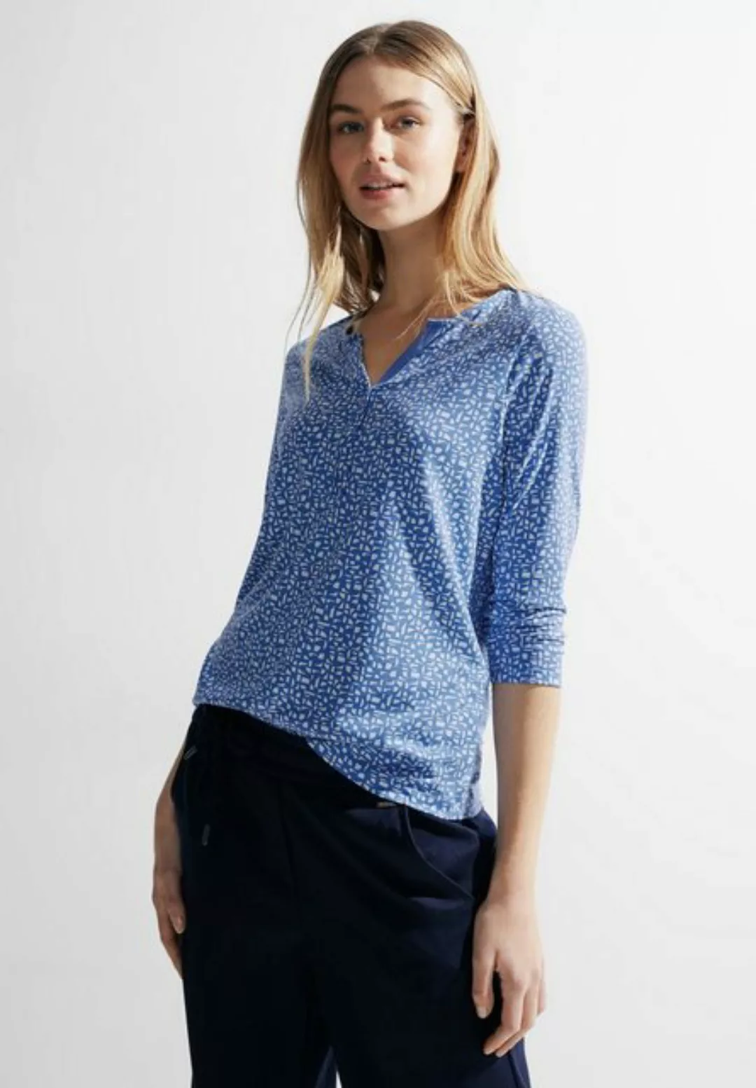 Cecil 3/4-Arm-Shirt Cecil Zweifarbiges Tunikashirt in Water Blue (1-tlg) Ni günstig online kaufen