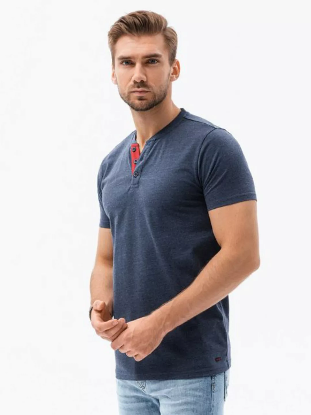 OMBRE T-Shirt Unifarbenes Herren-T-Shirt - marineblau S1390 XXL günstig online kaufen