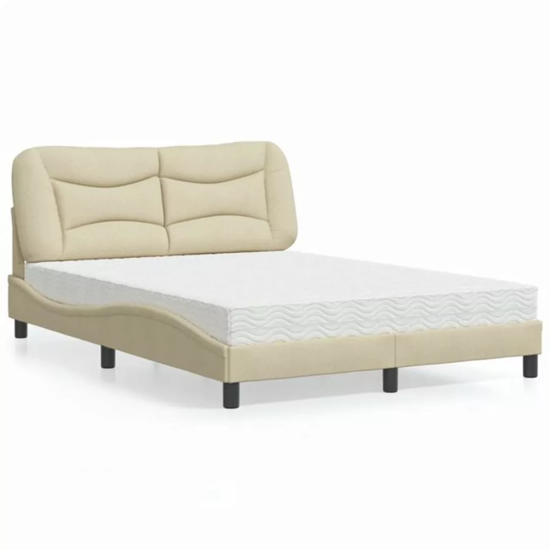 vidaXL Bett Bett mit Matratze Creme 140x190 cm Stoff günstig online kaufen