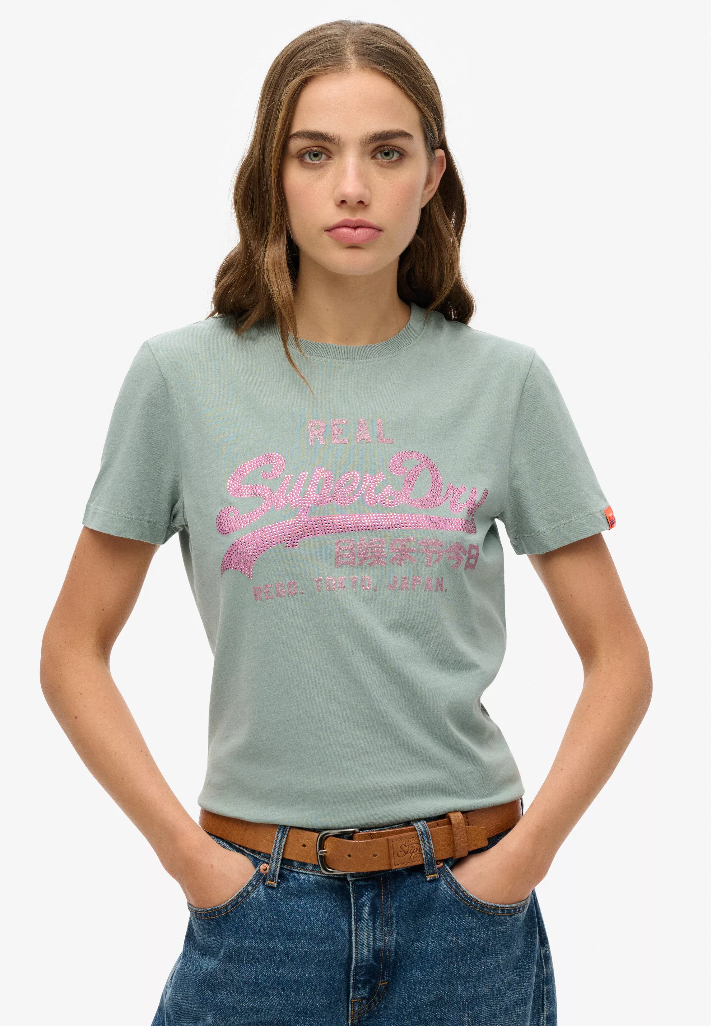 Superdry Kurzarmshirt "VL RHINESTONE SLIM TEE" günstig online kaufen