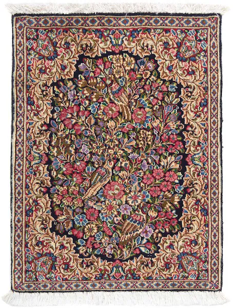 morgenland Wollteppich »Rafsanjan Blumenmuster Blu 70 x 53 cm«, rechteckig günstig online kaufen