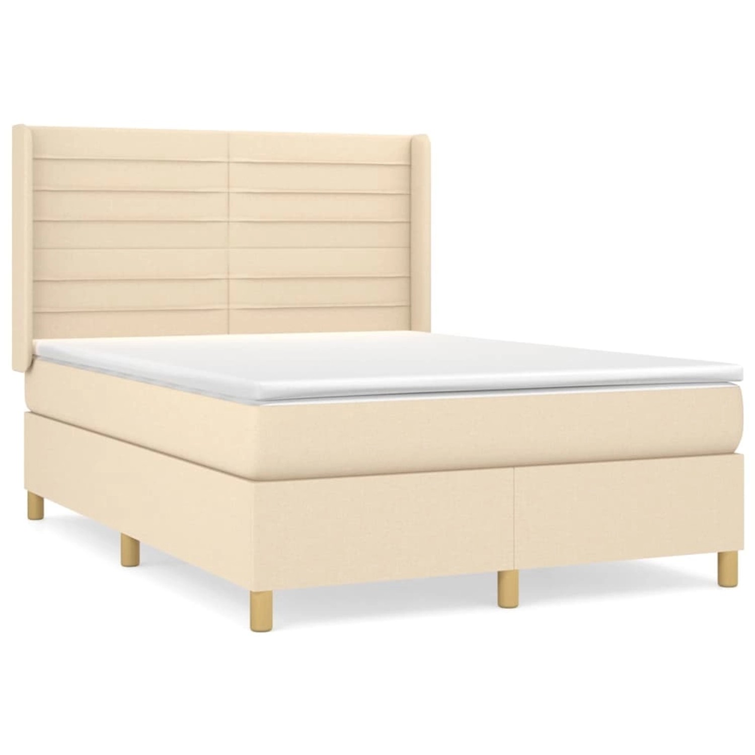 vidaXL Boxspringbett Boxspringbett mit Matratze Creme 140x190 cm Stoff Bett günstig online kaufen