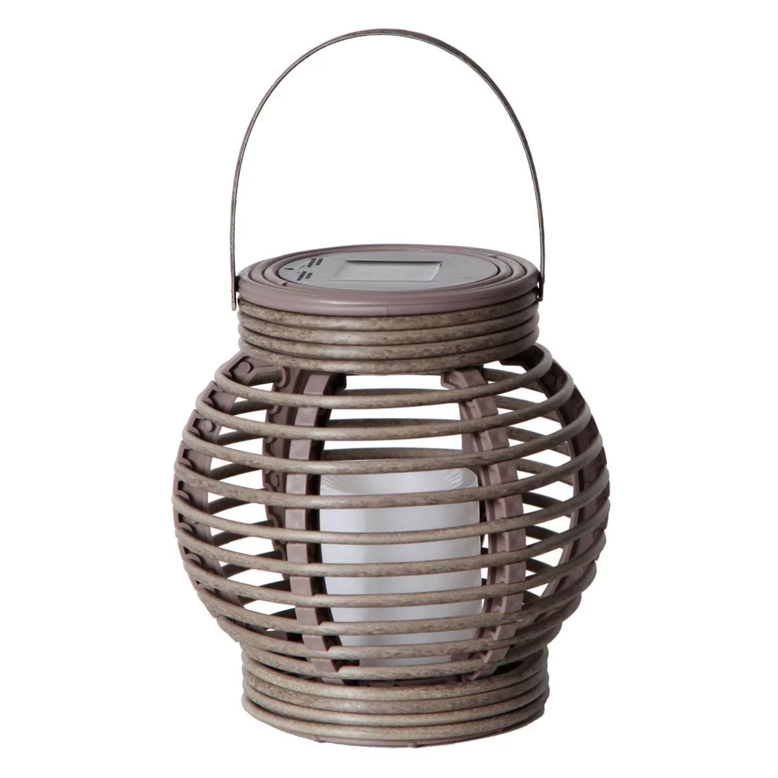 Braune Solar-Leuchte Lantern in Rattanoptik m. LED günstig online kaufen