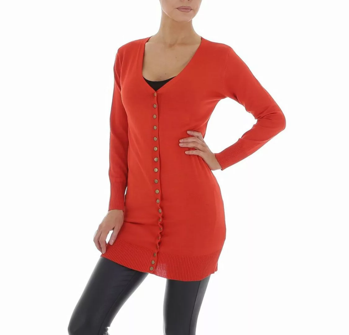 Ital-Design Strickjacke Damen Freizeit Stretch Longpullover in Orange günstig online kaufen