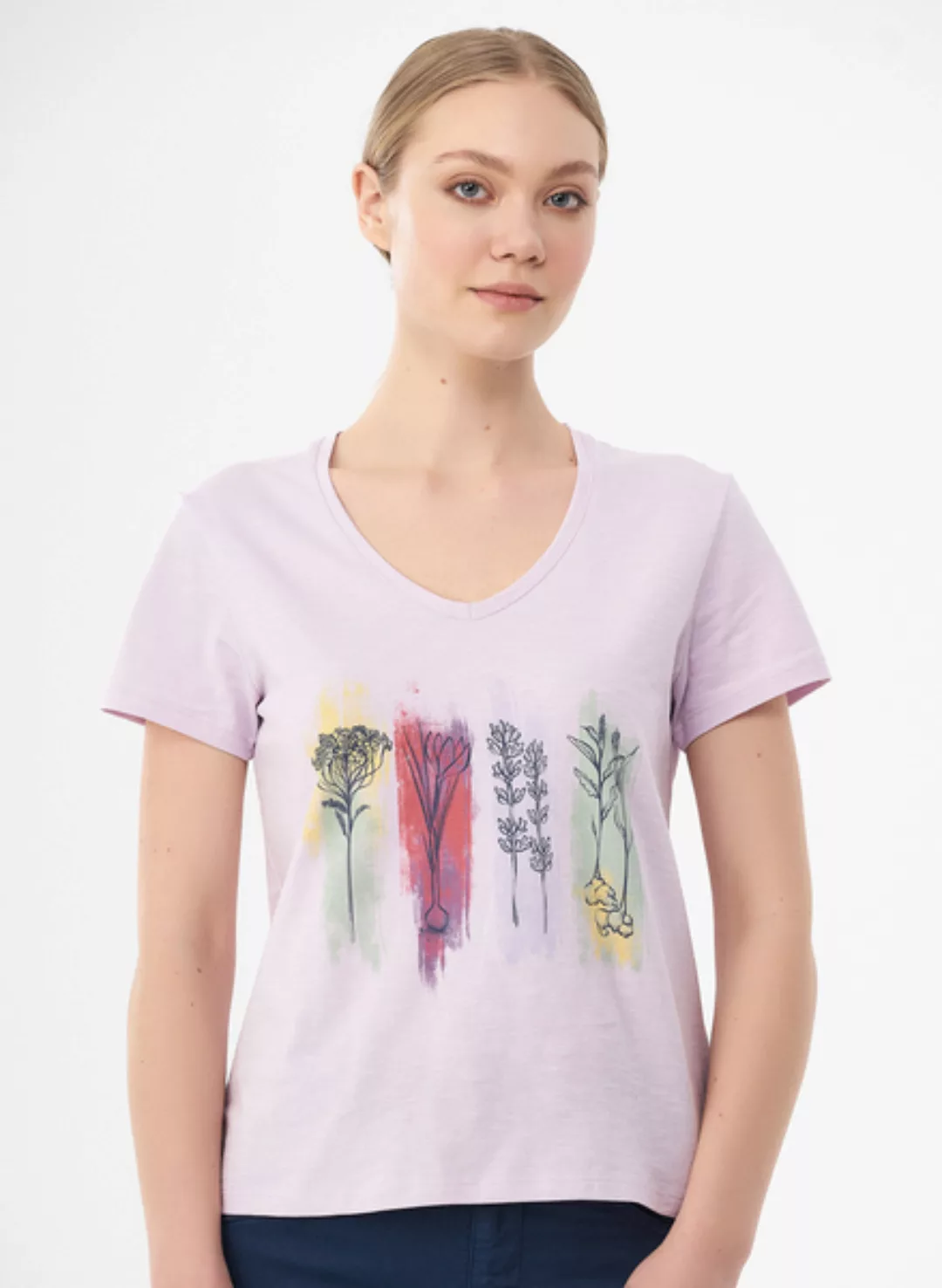 T-shirt Aus Bio-baumwolle Mit Blumen-print günstig online kaufen