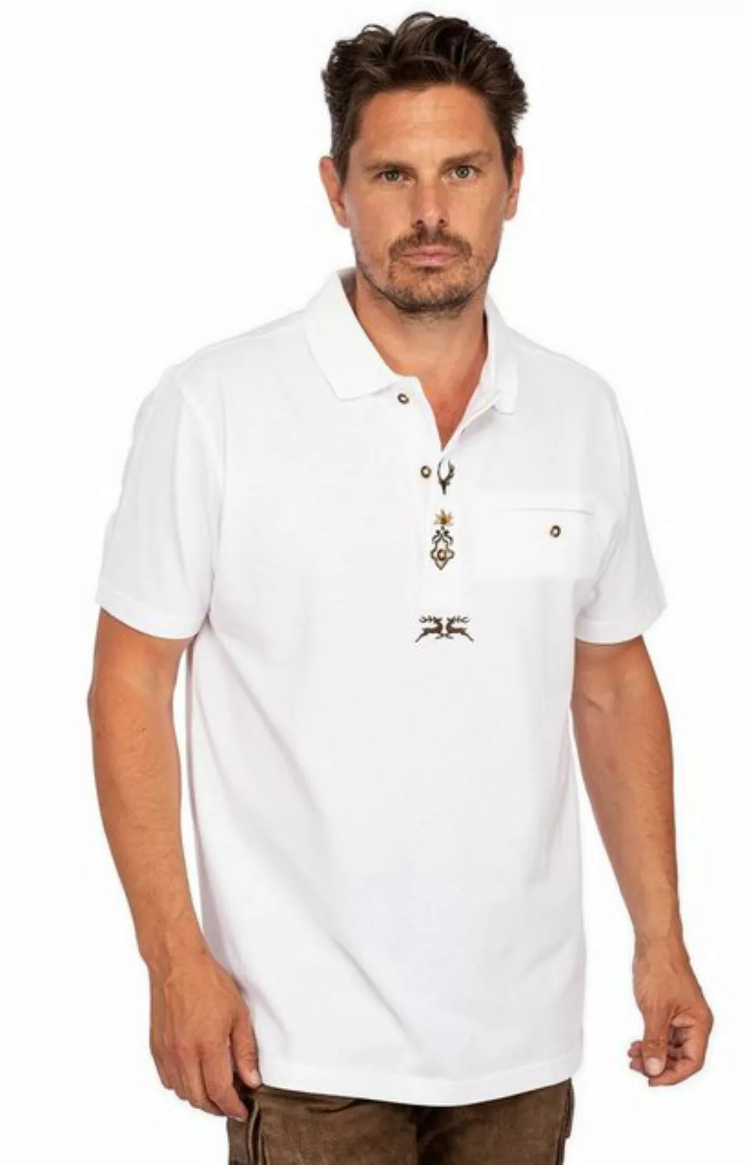 OS-Trachten T-Shirt Poloshirt MONHEIM weiss günstig online kaufen