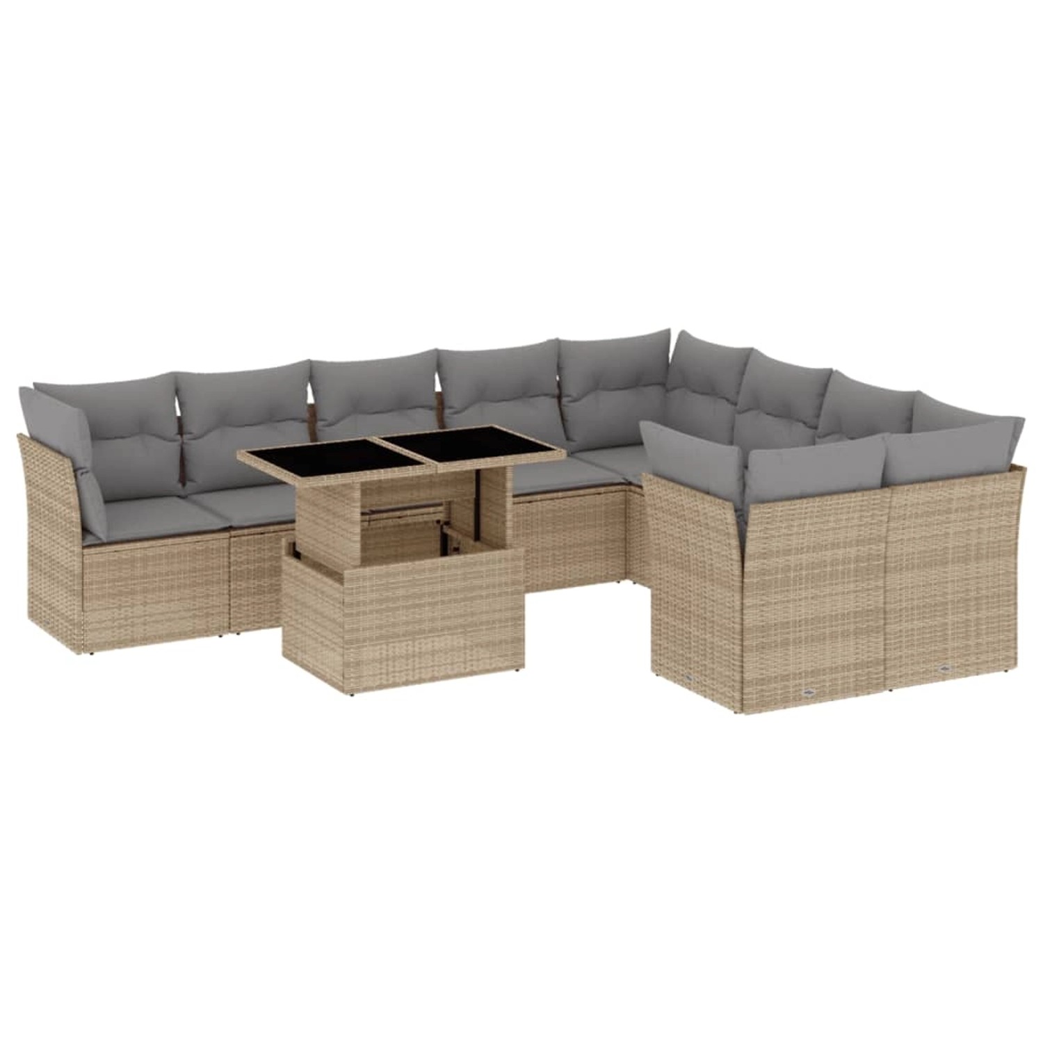 vidaXL 10-tlg Garten-Sofagarnitur mit Kissen Beige Poly Rattan Modell 194 günstig online kaufen